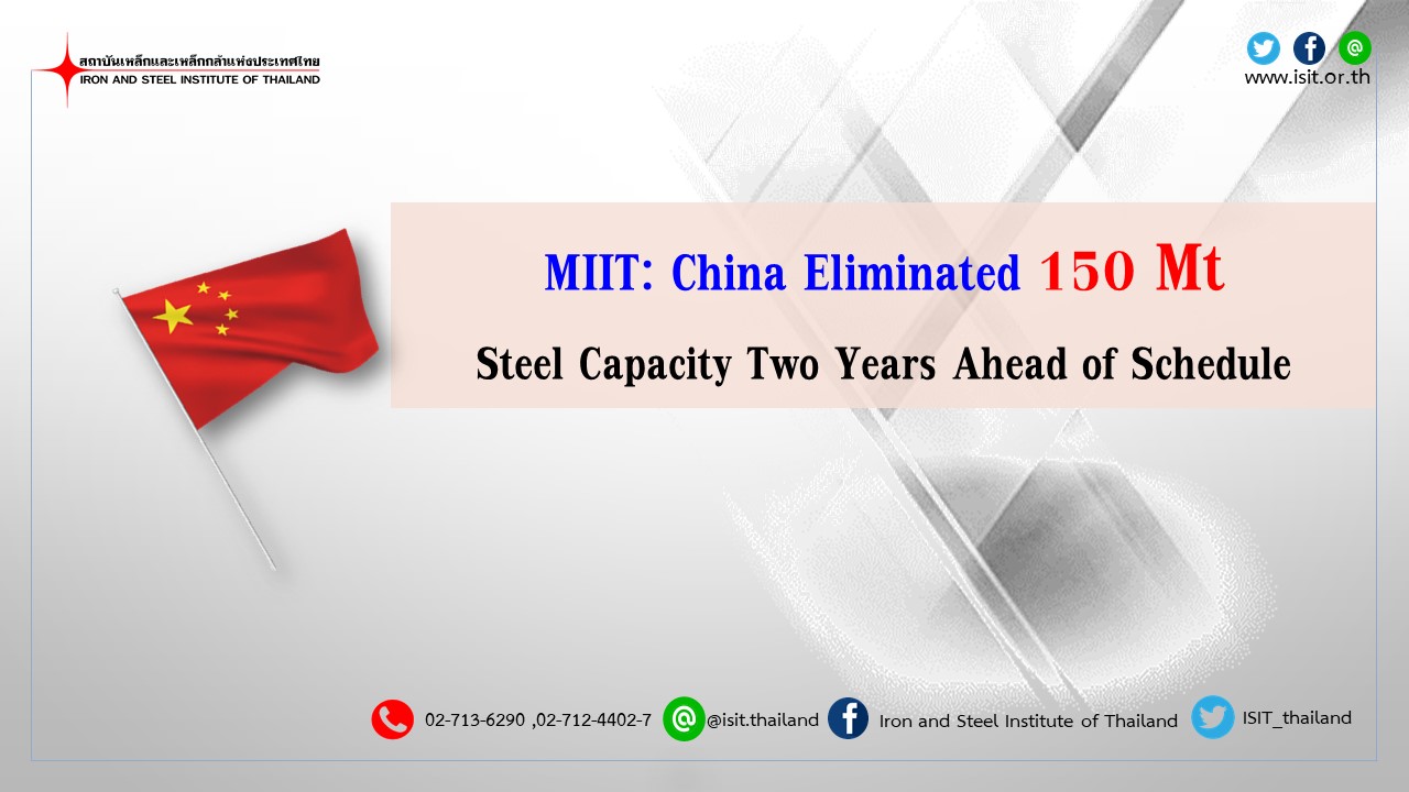 MIIT:China Eliminated 150 Mt Steel Capacity Two Years Ahead of Schedule