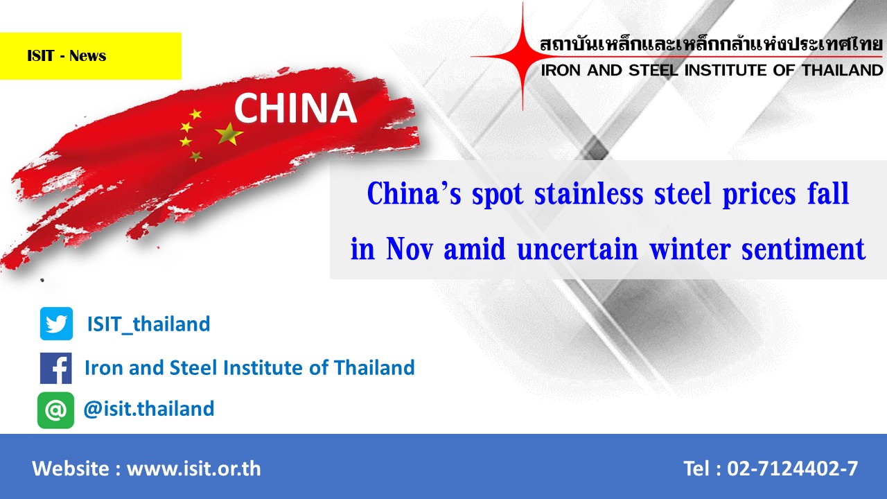 China’s spot stainless steel prices fall in Nov amid uncertain winter sentiment