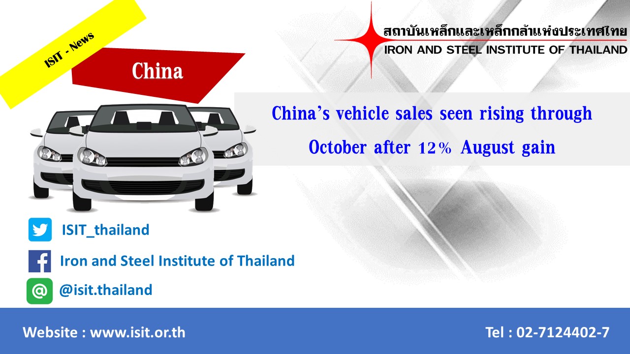 China’s vehicle sales seen rising through October after 12% August gain