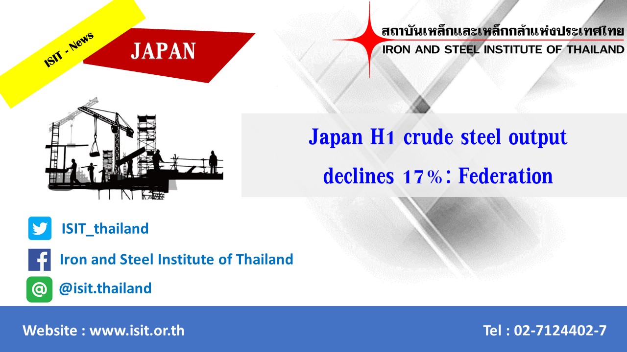 Japan H1 crude steel output declines 17%: Federation