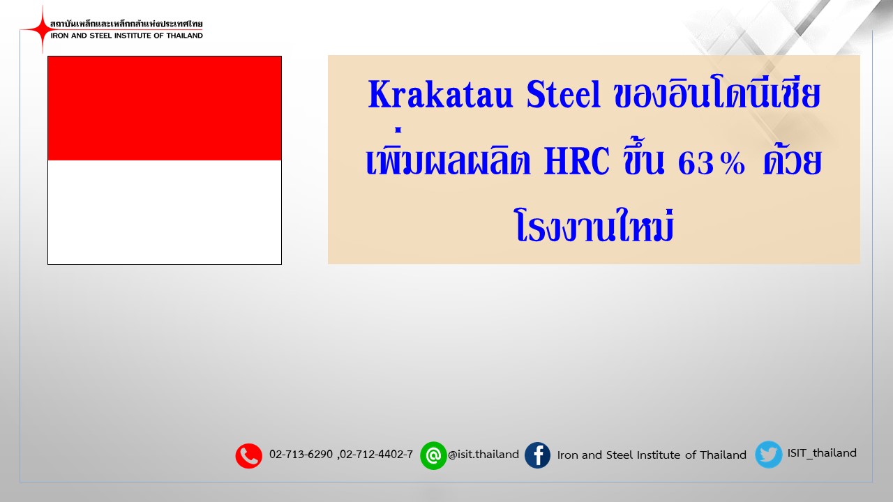 Krakatau Steel ของอินโดนีเซีย เพิ่มผลผลิต HRC ขึ้น 63% ด้วยโรงงานใหม่