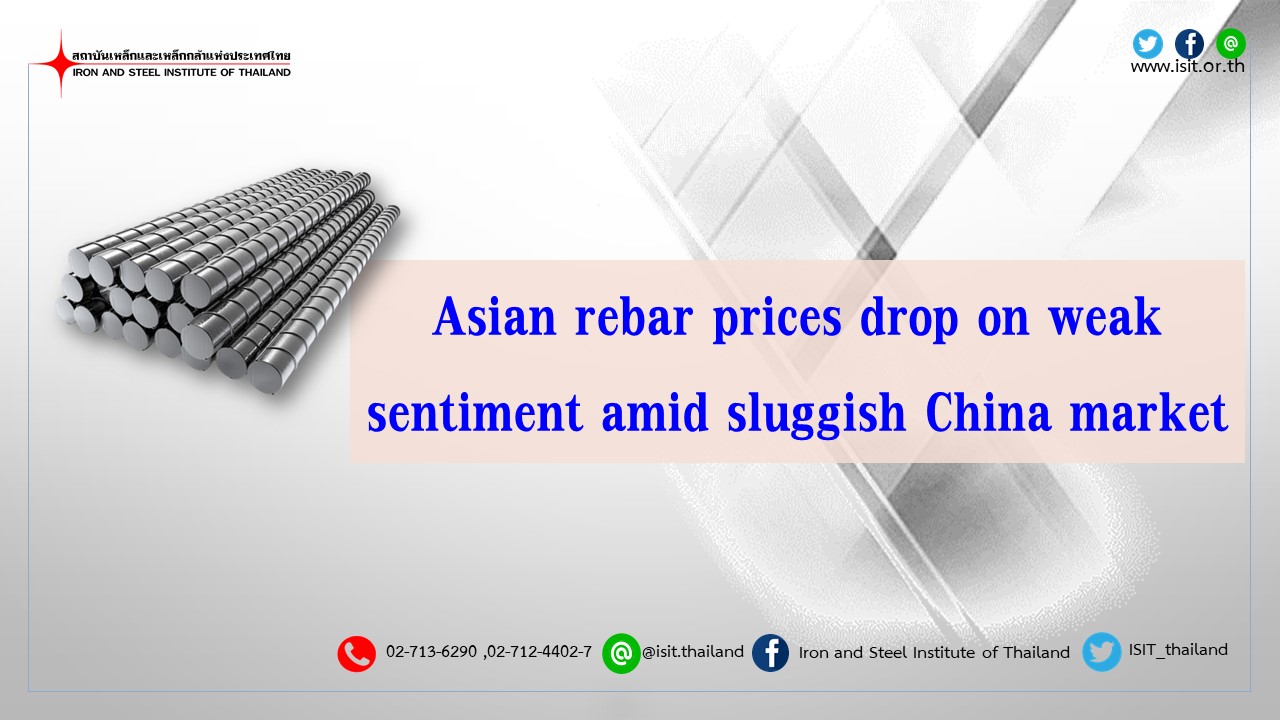 Asian rebar prices drop on weak sentiment amid sluggish China market