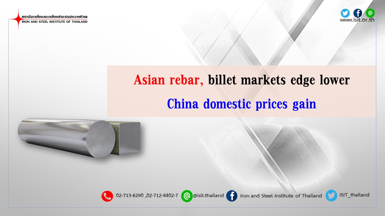 Asian rebar, billet markets edge lower; China domestic prices gain