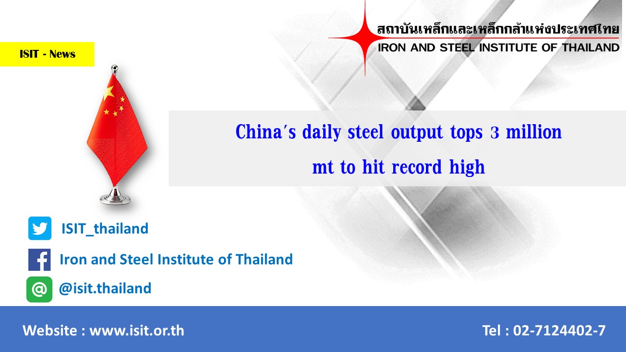 China's daily steel output tops 3 million mt to hit record high