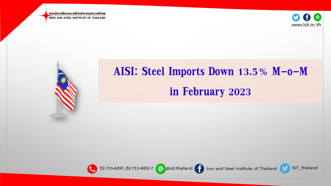 AISI: Steel Imports Down 13.5% M-o-M in February 2023